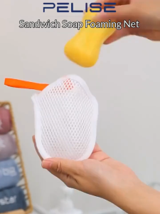 Pelise Double-Sided Soap Foaming Net Bag Mesh Bubble Maker for Face & Body Exfoliating Bath & Shower