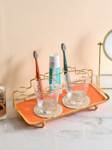 Elegant Iron Art & Ceramic Toothbrush Holder Set: A Luxury Bathroom Accessory