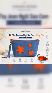 Hikaru Mode - Túi Cầm Tay Jean Ngôi Sao Màu Cam Cá Tính - Starry Blue