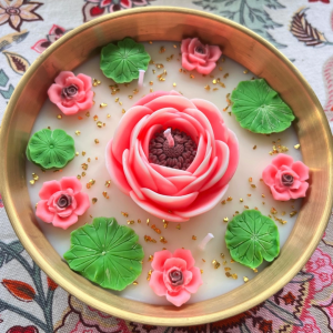 Pink Lotus Urli candle Deepavali Diwali Candle – Soy Wax with Fragrance Oil