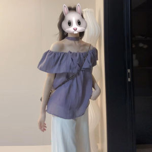 SUSIEYUAN | New Purple Off-shoulder Blouse Shirt