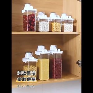 Food Storage Box Container Set with Pour Lids Kitchen Storage Bottles Jars Dried Grains Tank