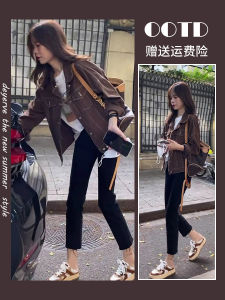 Elegant Short Denim Jacket Womens Fashion Spring 2025 Early Season New Arrival Coffee Color High-End Feeling Lady Coat