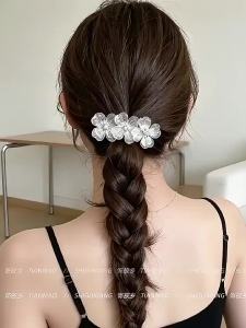Silver Flower Side Clamp Barrette