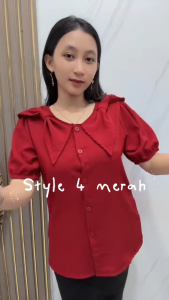Baju Atasan Kemeja Kantor Korean Style Blouse Jalan Jalan ABG Jalan Remaja Kasual kancing Hidup Meila Top