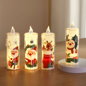 4pcs LED Crystal Transparent Candle Electronic Candle Light Christmas Atmosphere Light Childrens Gift Bedroom Nightlight