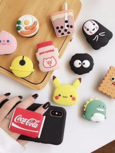 Cartoon Silicone Foldable Bracket Cute Mobile Phone General Drop-Resistant Paste Men and Women Couple Airbag Bracket Cable Winder