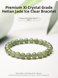HUAKAIYUNDUO | Vòng Tay Nữ Đá Ngọc Hetian Xanh Nhạt Thiên Nhiên