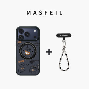 MASFEIL | Dây chuyền cà phê phù hợp cho ốp lưng điện thoại di động Apple 17promax iPhone16pro giá đỡ đai từ tính ip15 trọn gói Fo5 trục 17 dễ thương