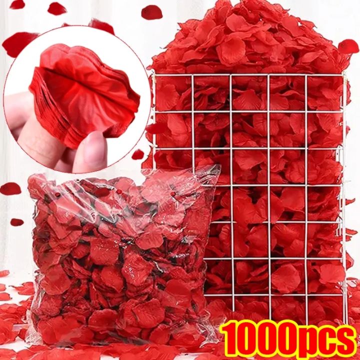 500/1000Pcs Artificial Fake Rose Petals Colorful Red White Gold Roses