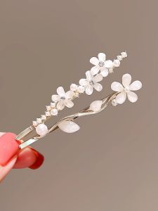 Elegant Pearl Flower Hair Accessories Summer Fresh Side Hair Clips Women Seamless Single Word Hair Clips Bangs Clips Popular Hair Cards