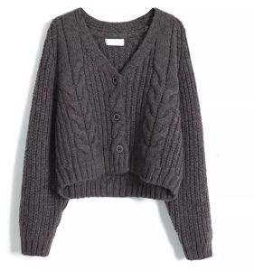 Womens V-Neck Knitted Open Cardigan Loose Fit Soft Cozy Autumn Winter New Style Retro Lazy Style Sweater Coat Pure Color Commute Style