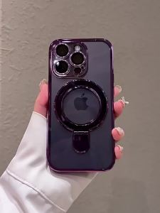 Magnetic Ring Stand Phone Case for iPhone 17 Air 16 Plus 15 14 13 12 11 Pro Max 17pro Transparent Shockproof Protective Cover