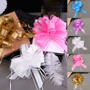 5Pcs Pull Flower Ribbon Hand Bouquet Decorative Gift Flower Wrapping Paper Bouquet Birthday Bouquet New Year Wedding Decoration