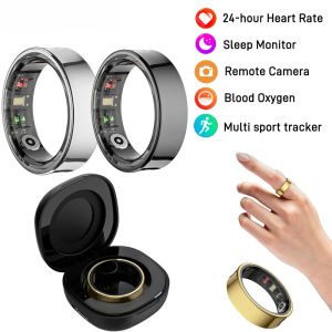 R09 Smart Ring with Charging Case - 24/7 Health Fitness Tracker (Heart Rate Blood Oxygen Sleep Tracking) | IP68 Waterproof Fitness Ring for Men & Women Activity Tracker Compatible with Ios Android Size 13