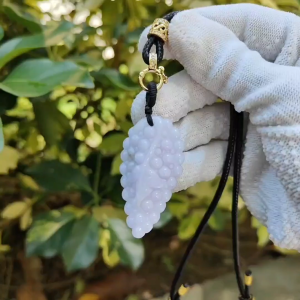 Lavender Abundance Jadeite Grape Pendant – Light Lavender Hue with Intricate Carving (Sku: pendant455)