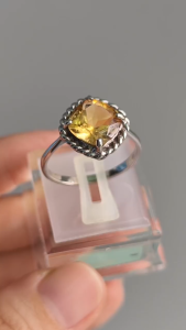 [ Woosilver ] Nhẫn Đá Vuông Bo Góc - Secondhand Si - WO639