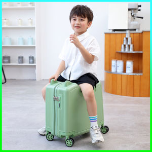Childrens Luggage Suitcase Hard Shell Fashionable Travel Bag with Wheels Zipper Closure Lockable Seatable Carry-On Bag