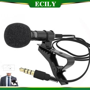 ECILY 3.5mm Mini Microphone  Metal Clip Lapel Mic for Mobile Phone PC Laptop Wired Mikrofo/Microfon for Speaking Vocal Audio