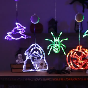 【กรุงเทพจัดส่งสินค้า】Herpurple 2025 ฮาโลวีน LED Sucker ไฟประดับ  ตกแต่งบ้าน ของตกแต่งฮาโลวี โคมไฟหน้าต่างแขวนฟักทอง