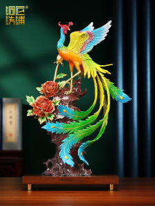 New Chinese Style Brass Phoenix Ornaments Living Room Villa Fire Phoenix Good Luck Decorative Bronzes for Weddings Moving in Gifts