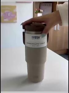 TYESO | TYESO Double-layer Thermos Cup Stainless Steel Vacuum Flasks with Carry Handle Leak-proof Dual-Drink Coffee Mug Car-mounted Cups