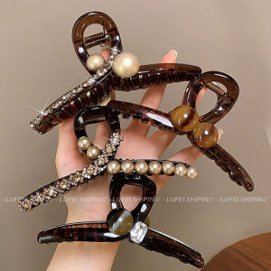 ลูกปัดแบบหนีบทรงกลมย้อนยุคสำหรับผู้หญิงกิ๊บติดผมจานใหญ่ใหม่2025ที่หนีบผมปากปลาฉลามผ้าโพกศีรษะ