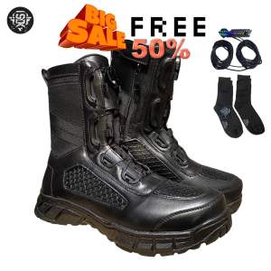 SIDIKS-Sepatu pdl tawon tali putar dinas tni polri anti air shoes hitam pertengahan betis