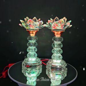 Đèn Bàn Thờ LED 7 Màu Cao Cấp CHÂN THIỆN MỸ Đèn Hoa Sen Pha Lê Trang Trí Bàn Thờ HSPL-21