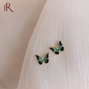 Frascati New Korean Elegant Cute Butterfly Stud Earrings For Women Girls Simple Lovely Vintage Rhinestone Butterfly Wings Star Ear Studs