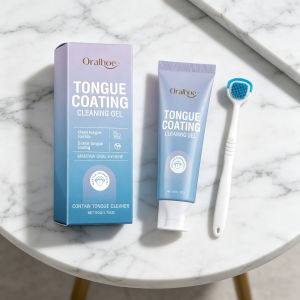 oralhoe | Oralhoe Tongue Coating Cleaning Gel for Fresh Breathing Odor Remover Mint Oral Hygiene Products with Silicone Tongue Scraper 50g