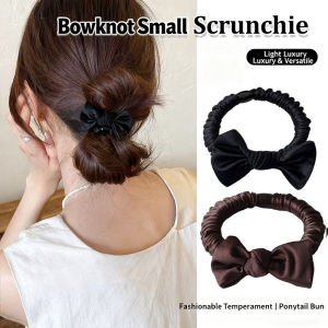 โดนัทมัดผมยืดหยุ่นได้สูงยางรัดผมรูปโบว์ซาตินสไตล์เกาหลีสำหรับสาวหวานที่รัดผมยางรัดทุกวัน