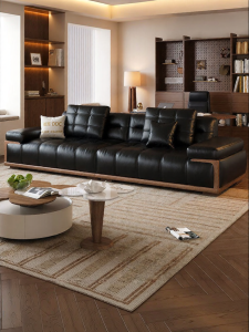 Ghế Sofa Da Thật Khung Gỗ Óc Chó Đen Bắc Mỹ Phong Cách Cổ Điển