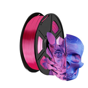 Silk Dual Color 2-in-1 Co-Extrusion 3D Printer Filament 1.75mm Dimensional Accuracy +/- 0.02mm 250G Spool (0.55lbs) Blue Red