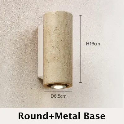 Wabi Sabi Yellow Marble Wall Lamp Led Bedside Japan Bedroom Living Room Wall Light Travertine Stair Corridor Decor Sconce