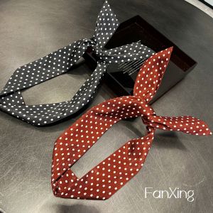 Star Original Classy Bows Polka Dot Hair Band French Retro Heart Rabbit Ears Hair Band Crossed Headband Silk Scarf