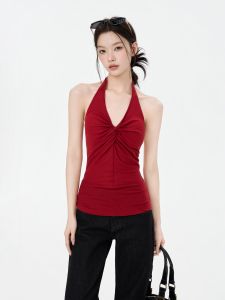 iiiamx | Red Neck-Knot Off-Shoulder Summer Vest
