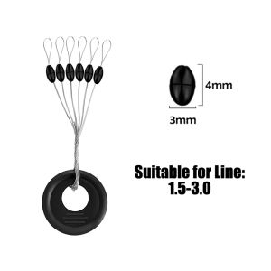 PRO BEROS 60Pcs 10Set Black Rubber Space Beans Oval Stopper Fishing Bobber Float Catfish Flotador Fishing Float Folat Line Stops