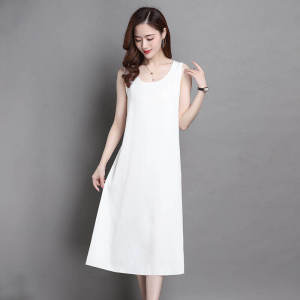 ชุดเดรสยาวปานกลางสีขาว กระโปรงแขนกุด กระโปรงสั้น ชุดทำงาน ฤดูใบไม้ร่วง 2022 กระโปรงทรงเอ ผ้าโพลีเอสเตอร์ 100%