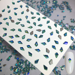 Dana Best Selling Mini Small Size Lake Blue Color K9 Blue Green Magic Color Manicure Jewelry 30 PCs Flats Shaped Fingertip Diamond Decorations