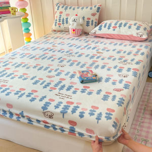 ผ้าคลุมเตียงขนแกะหนาป้องกันฝุ่นแบบหนึ่งชิ้น ผ้าคลุมหมอนพิมพ์ลายการ์ตูน ผ้าคลุมเตียงแบบหนาป้องกันฝุ่น ผ้าคลุมหมอนขนแกะ