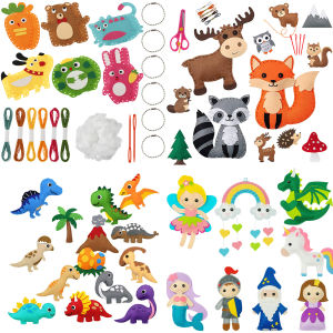 เย็บหัตถกรรมชุดสัตว์ป่า DIY เย็บ Felt ตุ๊กตาสัตว์สําหรับเริ่มต้นเด็กการศึกษาอุปกรณ์ศิลปะของเล่นหัตถกรรมชุด