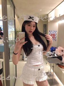 กางเกงขาสั้นทรงพองเอวสูงสำหรับผู้หญิง สีขาว ทรงมินิ ทรงลำลอง เอวยางยืด ปักลายผีเสื้อ ทรงพอง ฤดูร้อน 2025 กางเกงขายาวลำลอง