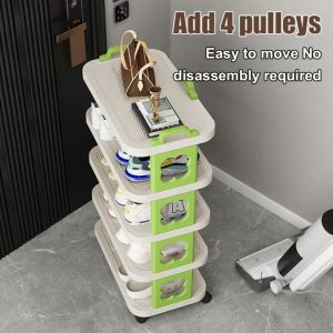 Multitier mobile shoe rack with spacesaving features
