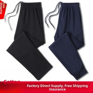 Loose Fit Mens Knitted Cotton Sport Pants Thin Straight Leg Casual Trousers Spring Autumn plus Size Male Sweatpants