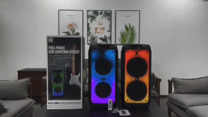 ลำโพงบลูทูธ BTS-1388 8 นิ้ว ไฟ LED เต็มแผง พร้อมไมค์ลอย+รีโหมด+สายชาร์จ เสียงชัด เบสแน่น สำหรับคาราโอเกะ ปาร์ตี้