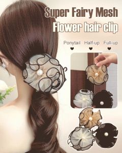 Fashion Mesh Flower Hair Clip Super Fairy Mesh Back of Head Grab Clip Small Hair Accessories