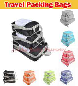 3 Pieces Packing Cubes Set Travel Luggage Packing Organizer Travel Compression Suitcase Bags / Rainbow