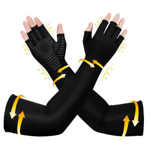1 Pair Compression Gloves for Arthritis & Carpal Tunnel - Copper Infused Long Wrist Support for Pain Relief Computer Typing