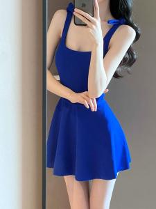 Shen Mengchen Womens One-Piece Swimsuit Thermal Spring Blue Vacation Swimwear Slimming Concealing Beauty New 2025 Model